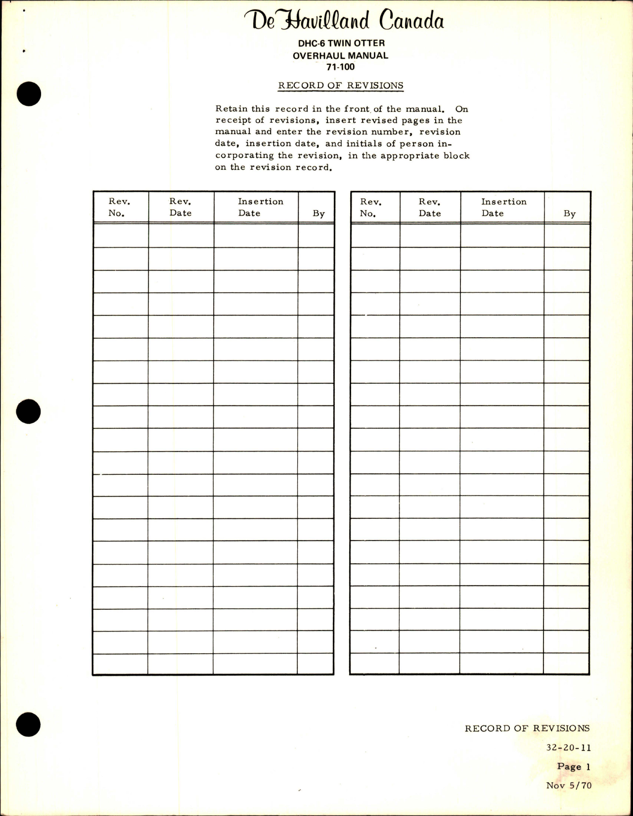 Sample page 5 from AirCorps Library document: Overhaul Manual for DHC-6 Twin Otter Nose Gear Leg Assembly - Part 71-100