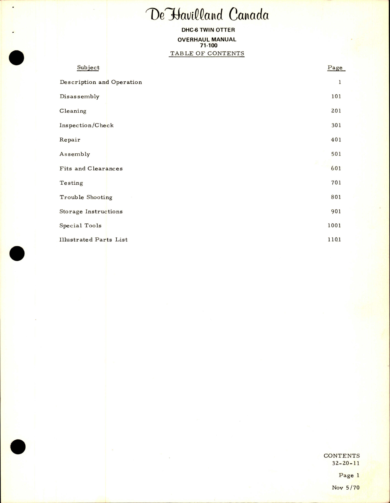 Sample page 9 from AirCorps Library document: Overhaul Manual for DHC-6 Twin Otter Nose Gear Leg Assembly - Part 71-100