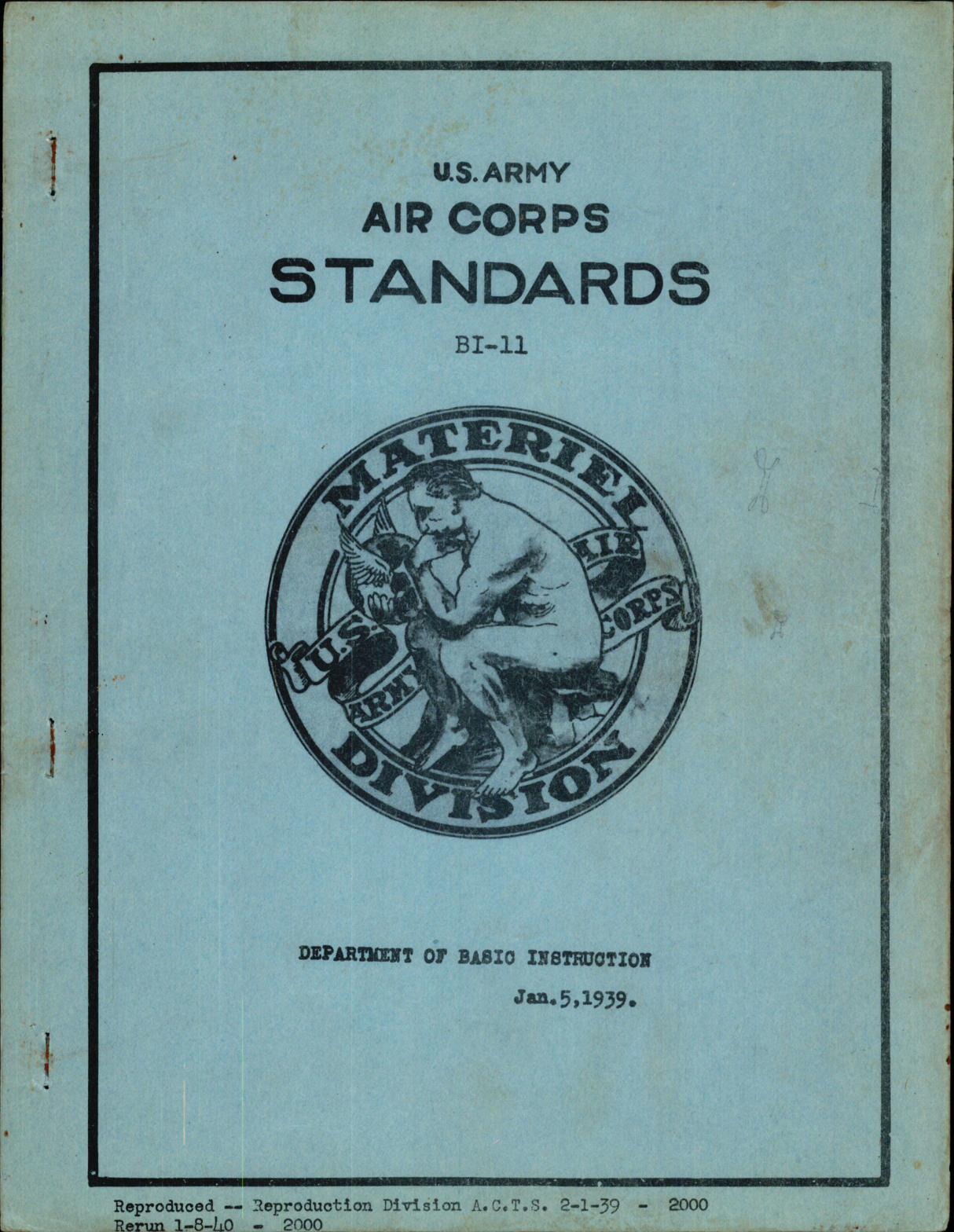 Sample page 1 from AirCorps Library document: US Army Air Corps Standards
