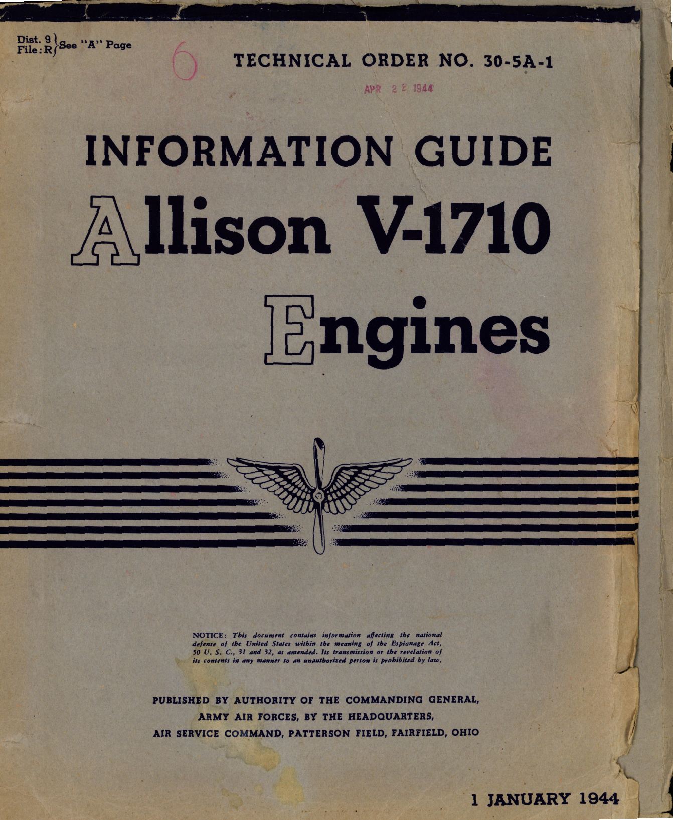 Sample page 1 from AirCorps Library document: Information Guide for Allison V-1710 Engines - Models E and F