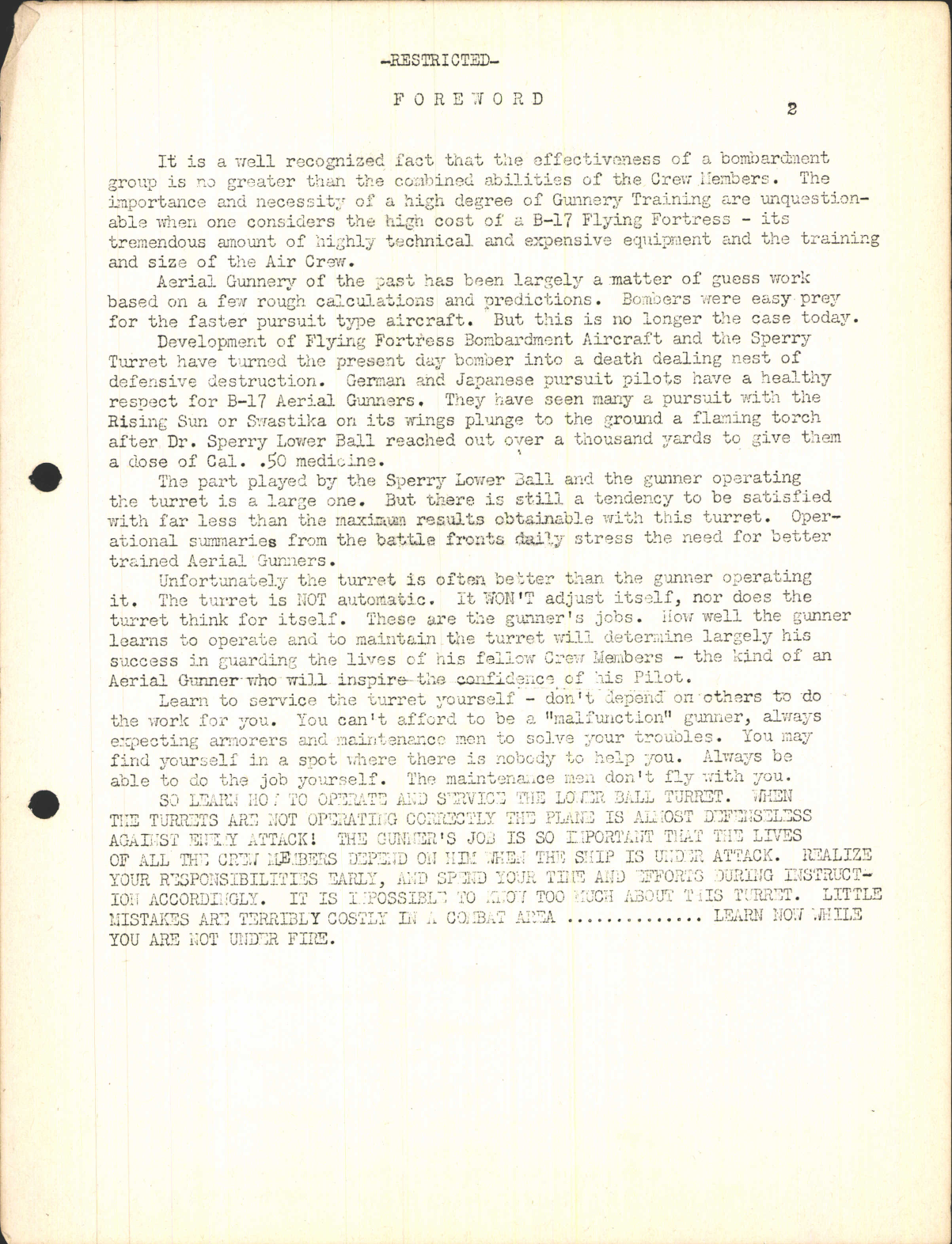 Sample page 5 from AirCorps Library document: Sperry Lower Ball Training