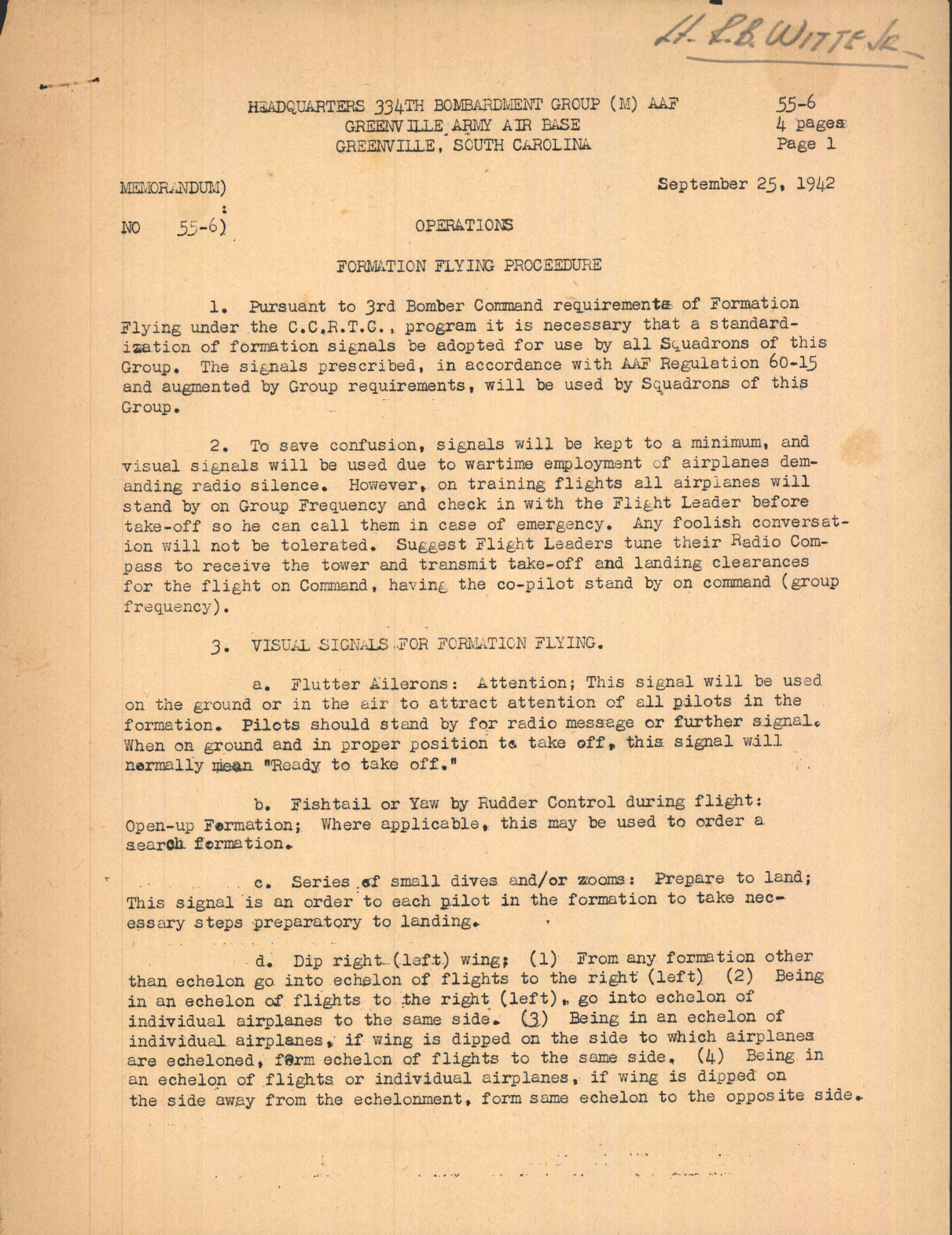 Sample page 1 from AirCorps Library document: Operations Formation Flying Procedure for the B-25