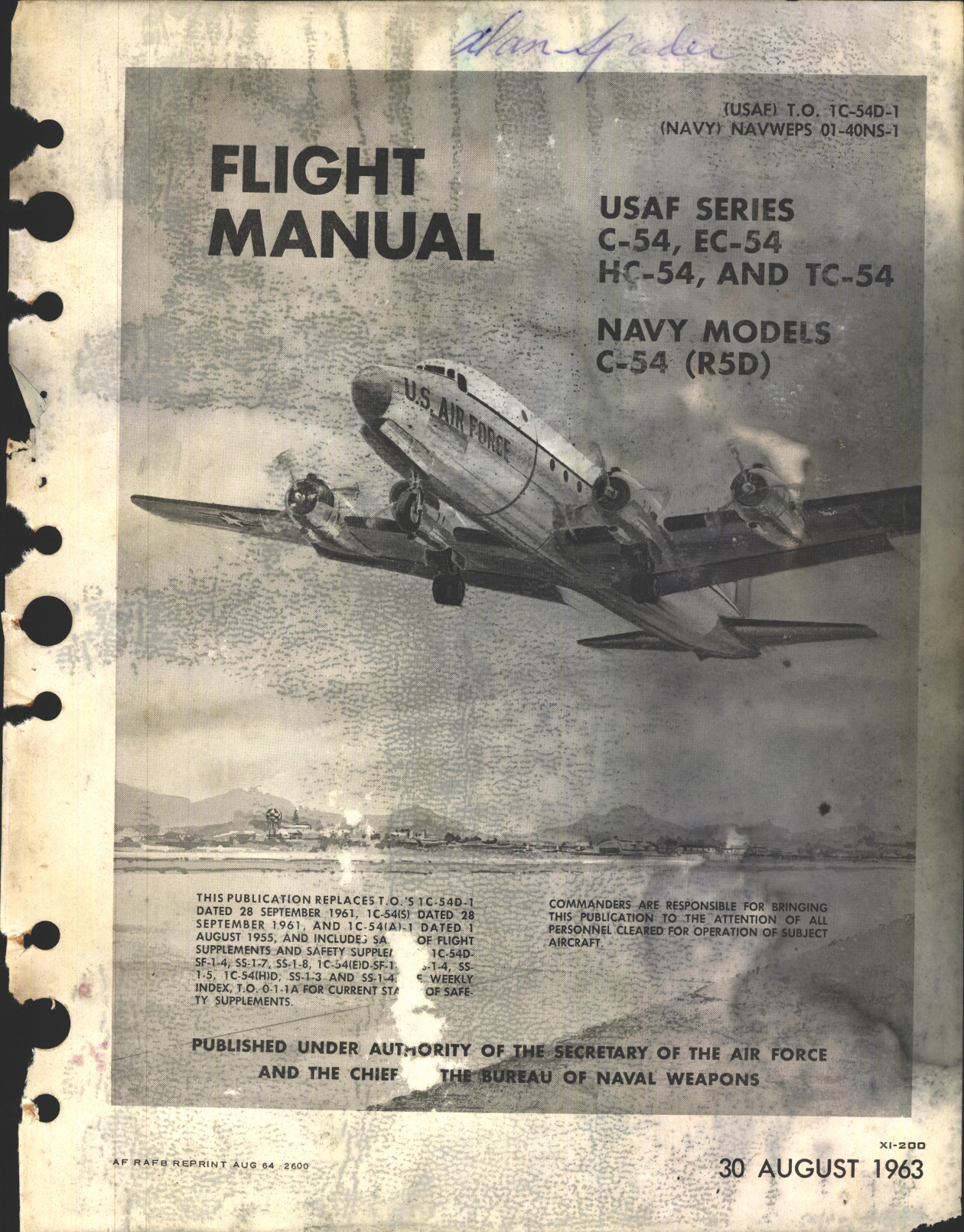 Sample page 1 from AirCorps Library document: Flight Manual for C-54, EC-54, HC-54, TC-54, and R5D