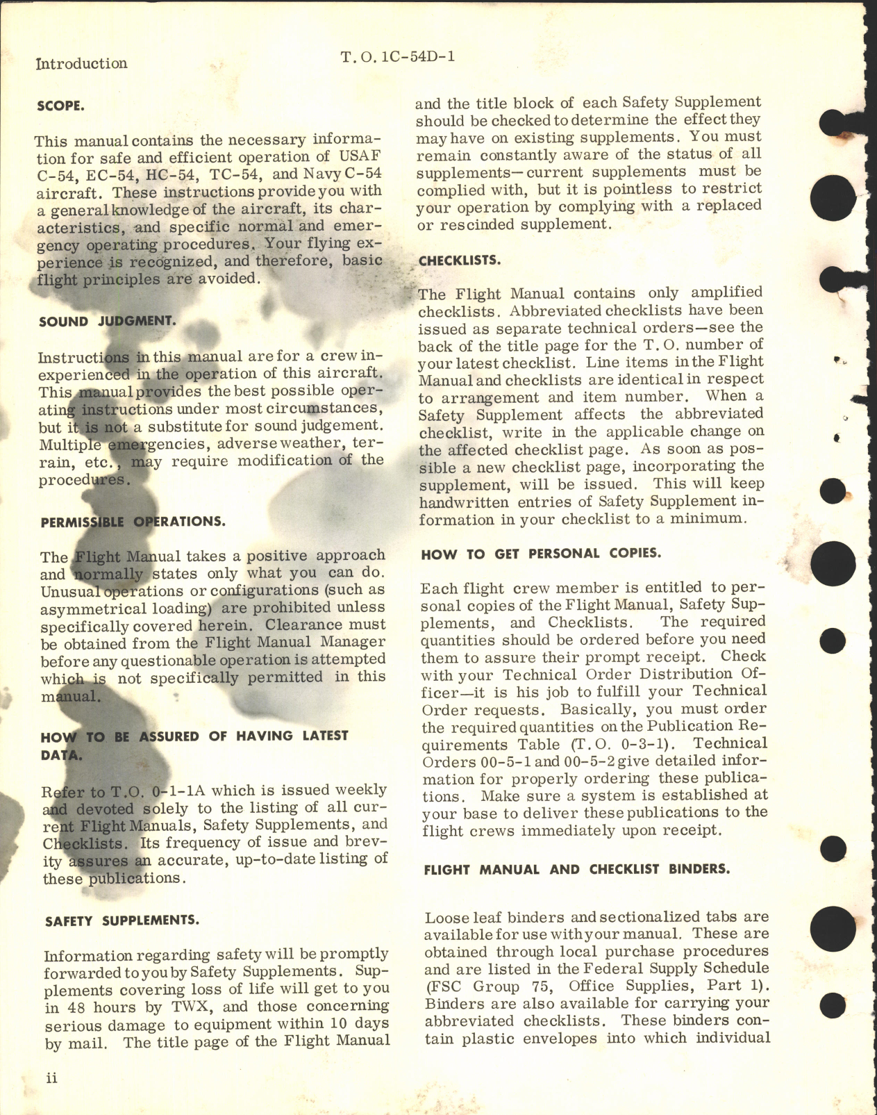 Sample page 8 from AirCorps Library document: Flight Manual for C-54, EC-54, HC-54, TC-54, and R5D