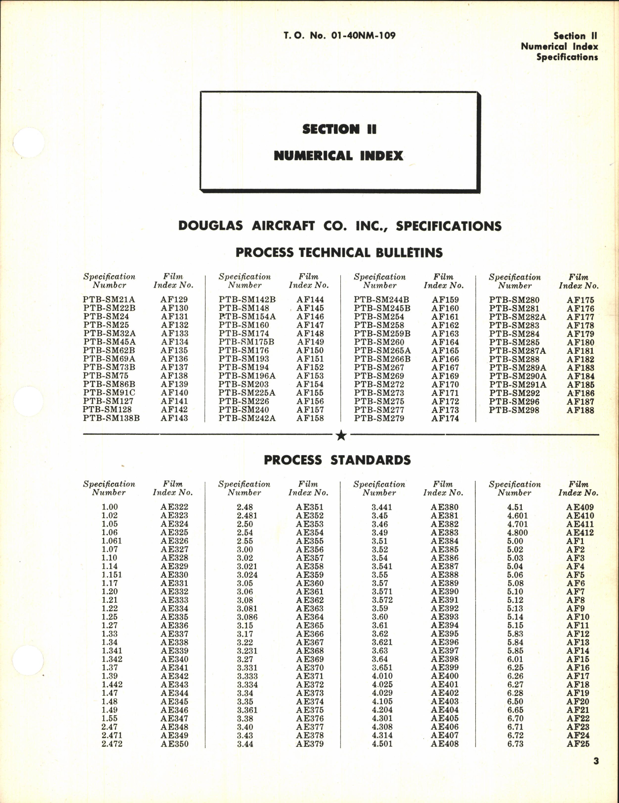 Sample page 5 from AirCorps Library document: Index of Drawings on Microfilm for C-54