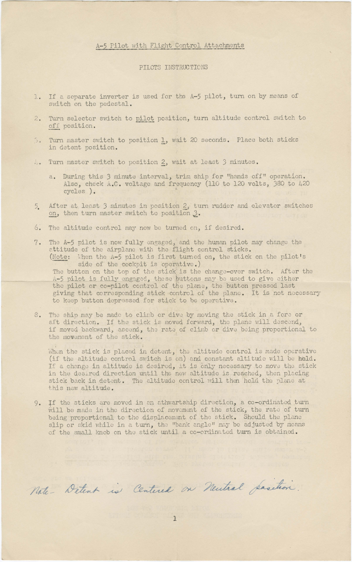 Sample page 1 from AirCorps Library document: A-5 Pilot with Flight Control Attachments