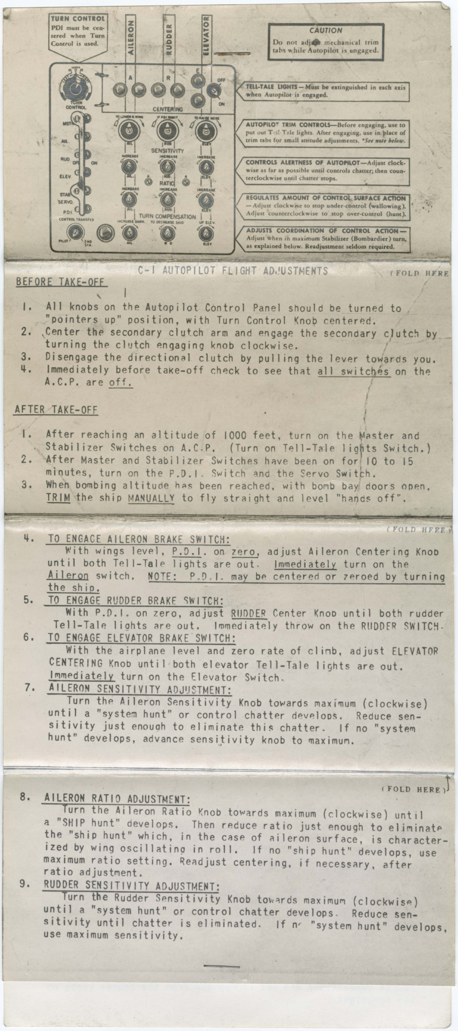Sample page 1 from AirCorps Library document: C-1 Autopilot Flight Adjustments