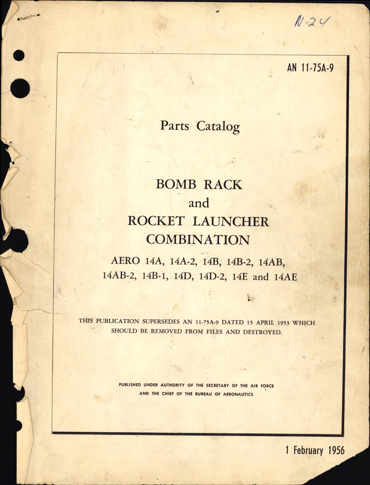 Sample page 1 from AirCorps Library document: Parts Catalog for Bomb Rack & Rocket Launcher Combination