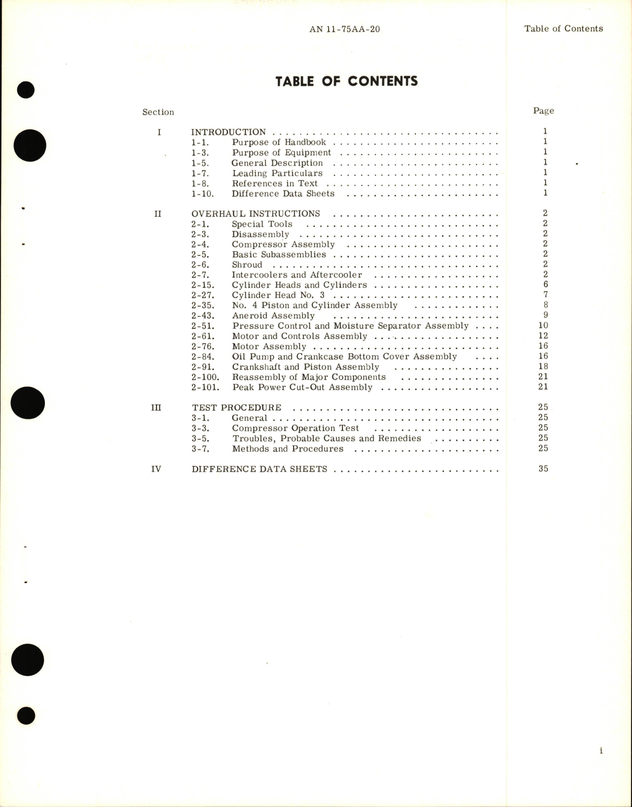 Sample page 5 from AirCorps Library document: Overhaul Instructions for Model 51A149 3000-PSI 24-Volt-DC Aero 1A Air Compressor Part No. 51A149J198