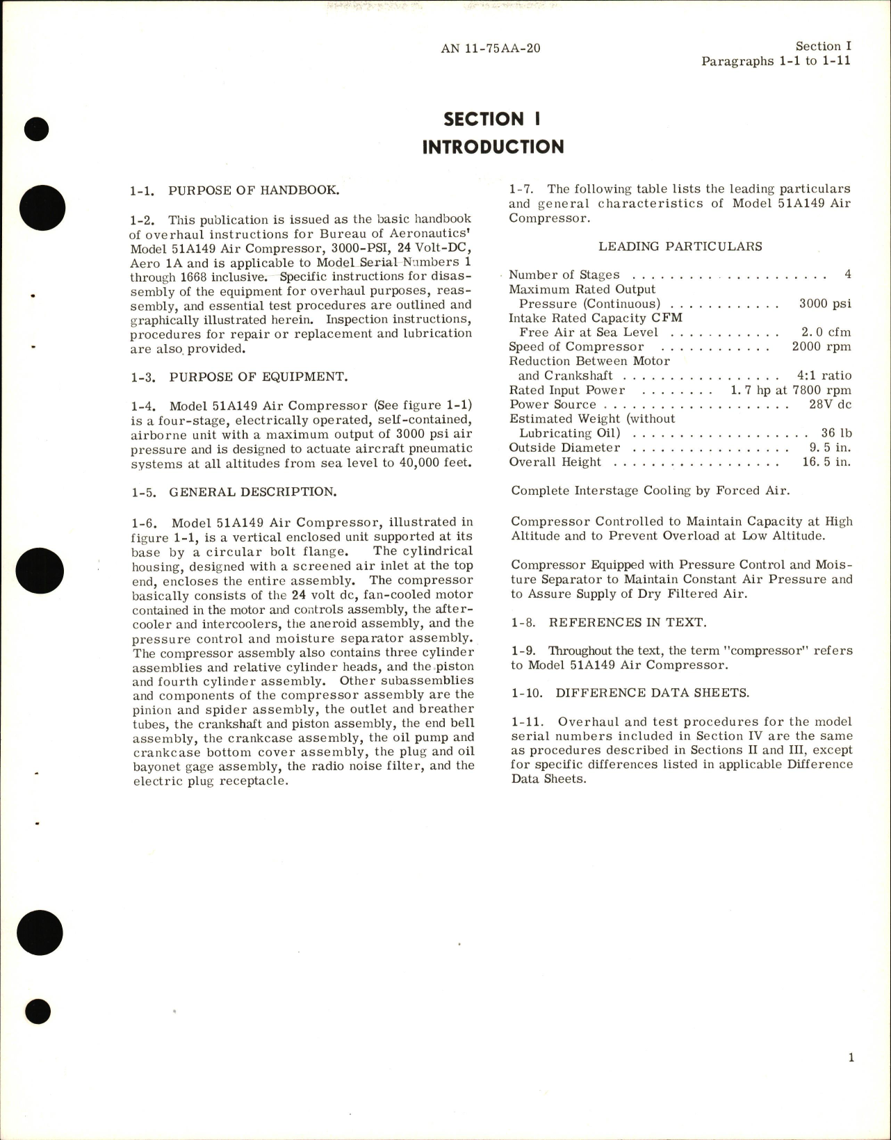 Sample page 7 from AirCorps Library document: Overhaul Instructions for Model 51A149 3000-PSI 24-Volt-DC Aero 1A Air Compressor Part No. 51A149J198