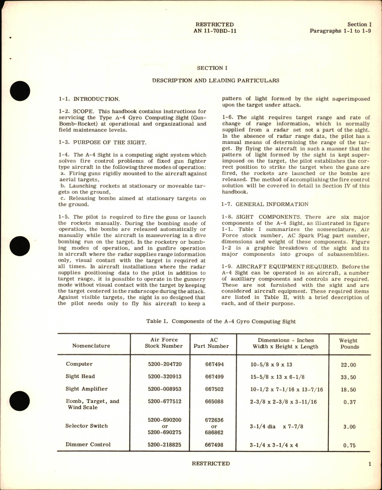 Sample page 9 from AirCorps Library document: Service Instructions for Type A-4 Gyro Computing Sight (Gun, Bomb, Rocket)