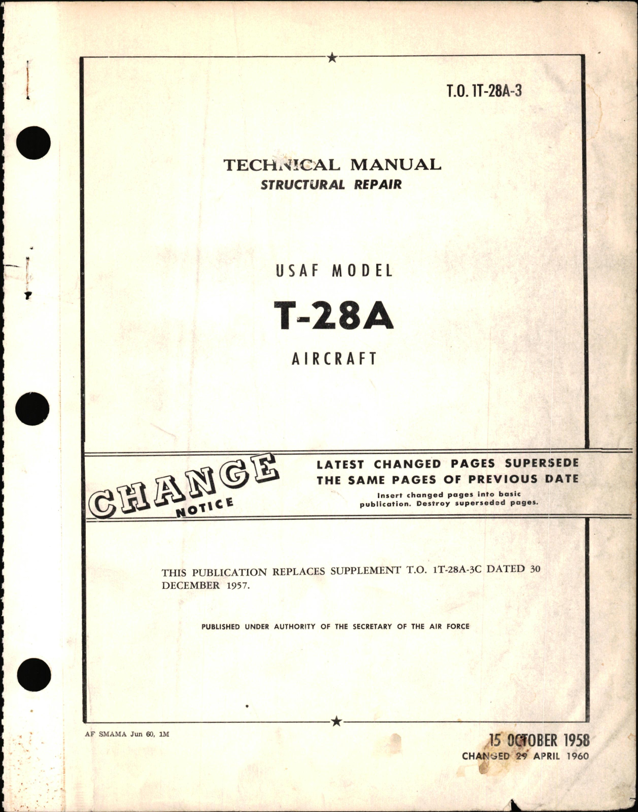 Sample page 1 from AirCorps Library document: Structural Repair Instructions for T-28A Aircraft