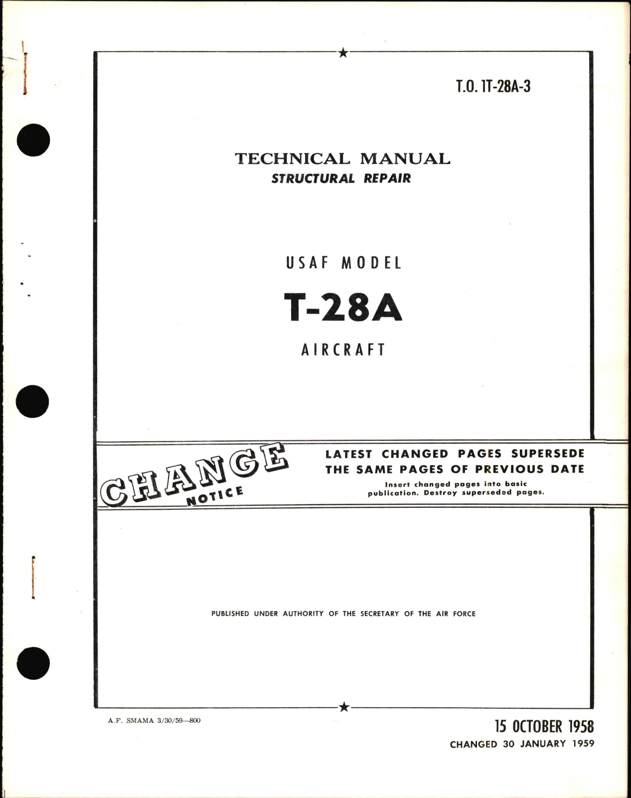 Sample page 1 from AirCorps Library document:  Structural Repair Instructions for T-28A Aircraft