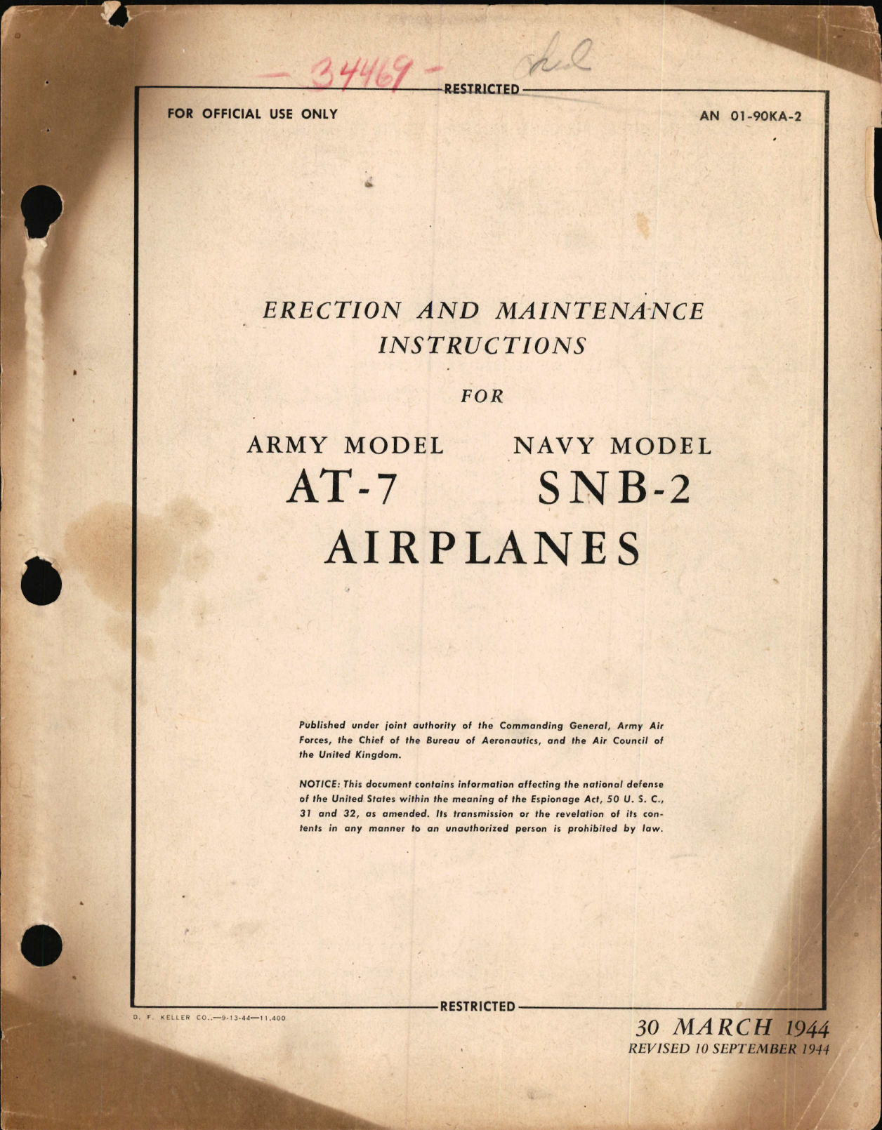 Sample page 1 from AirCorps Library document: Erection and Maintenance Instruction for AT-7 and SNB-2