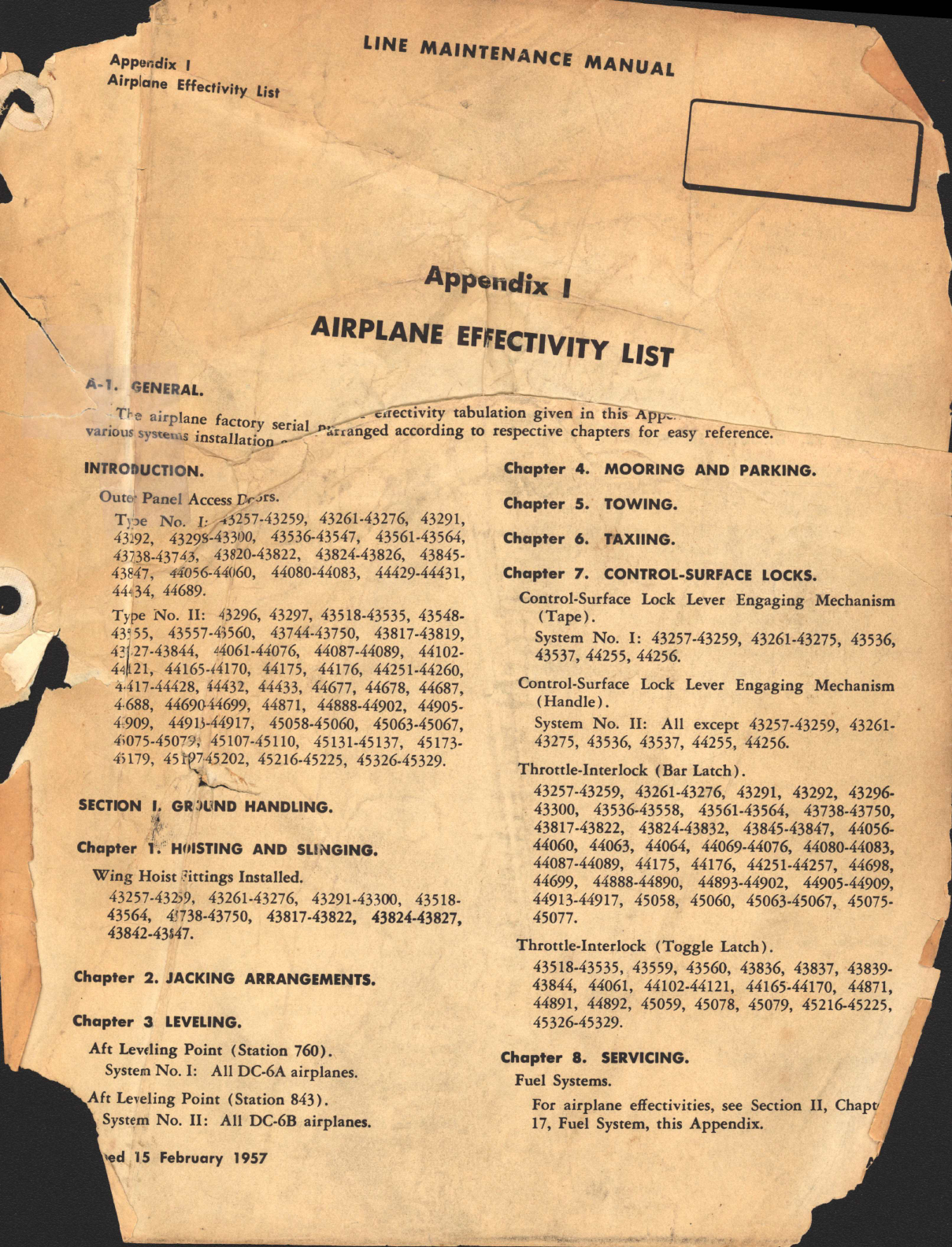 Sample page 1 from AirCorps Library document: DC-6 Line Maintenance Manual