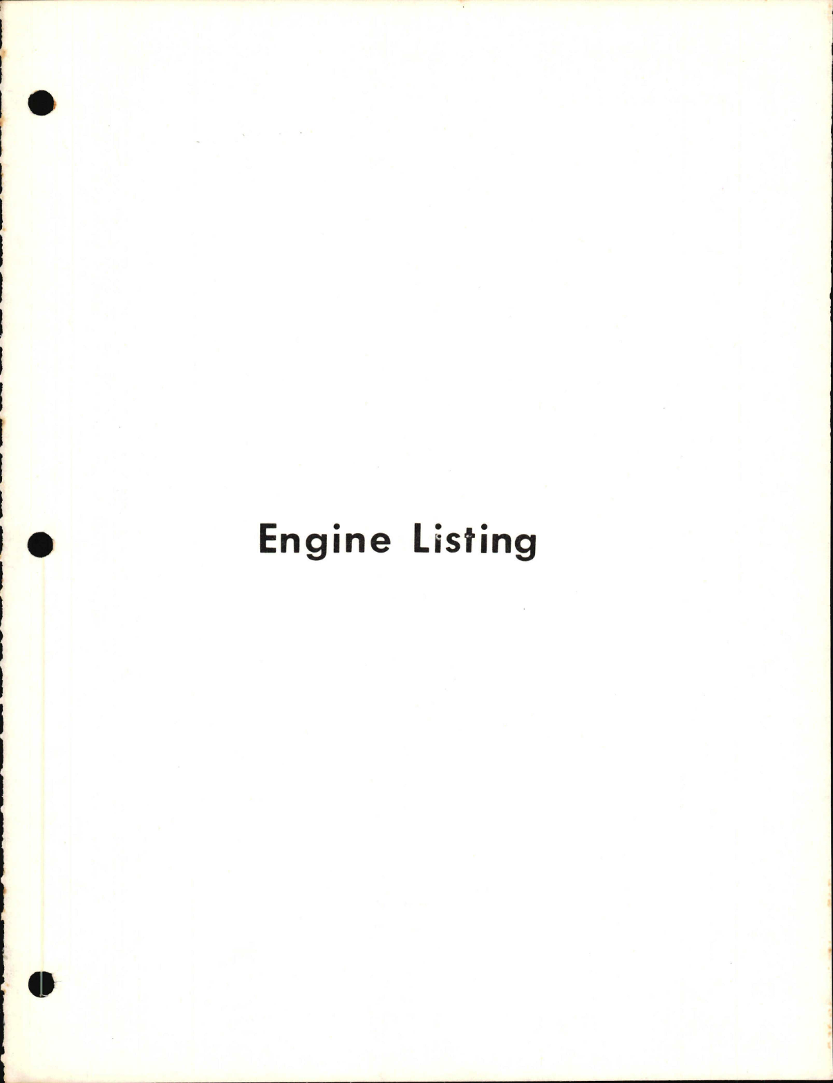 Sample page 1 from AirCorps Library document: Engine Specifications Listing 
