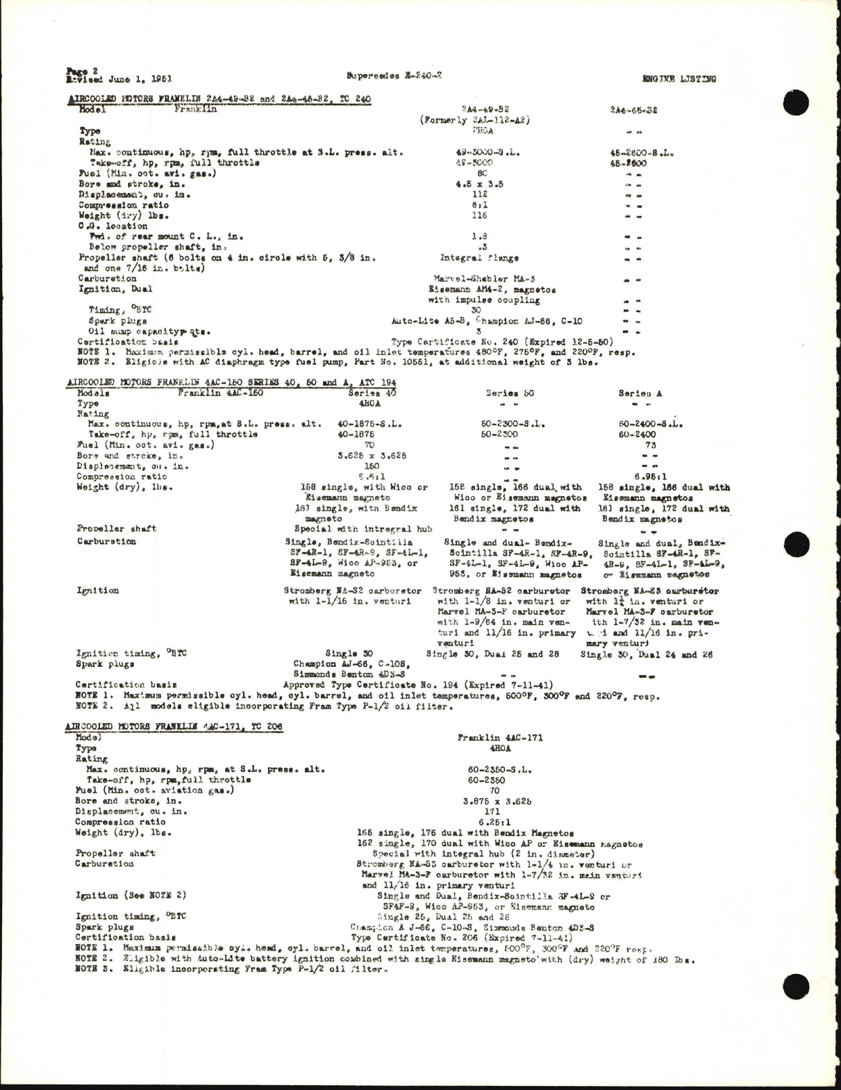 Sample page 6 from AirCorps Library document: Engine Specifications Listing 