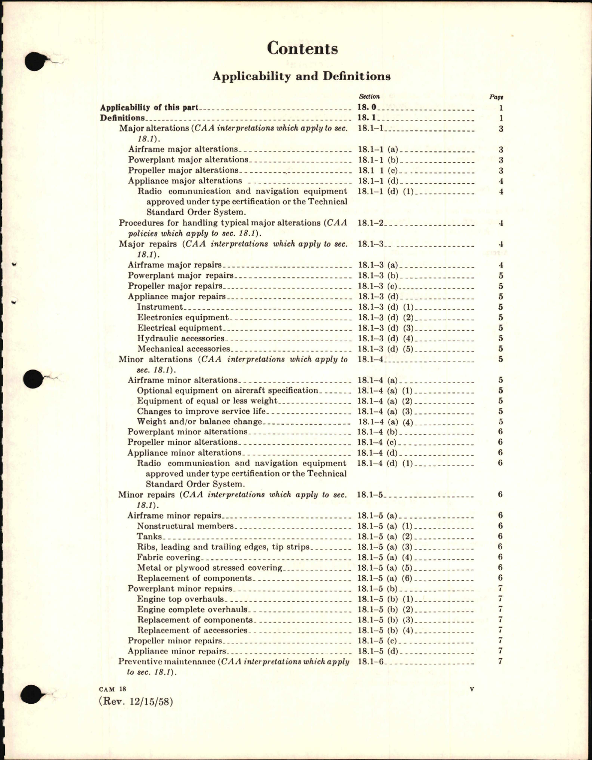 Sample page 5 from AirCorps Library document: Maintenance, Repair, & Alteration of Airframes, Powerplants, Propellers, & Appliances