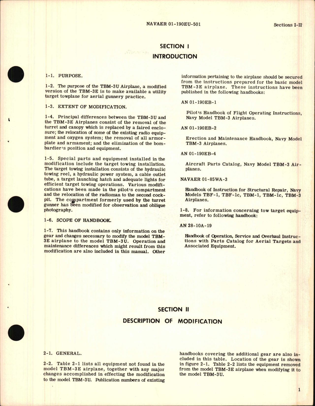 Sample page 5 from AirCorps Library document: Handbook of Instructions with Parts Catalog for TBM-3U