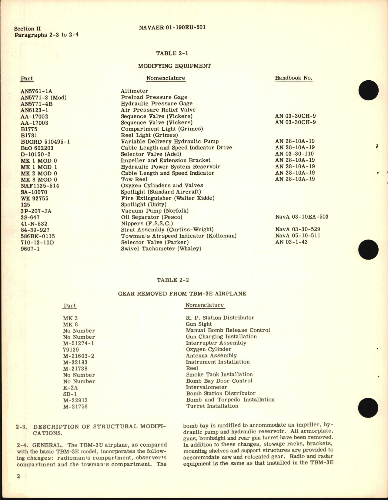Sample page 6 from AirCorps Library document: Handbook of Instructions with Parts Catalog for TBM-3U
