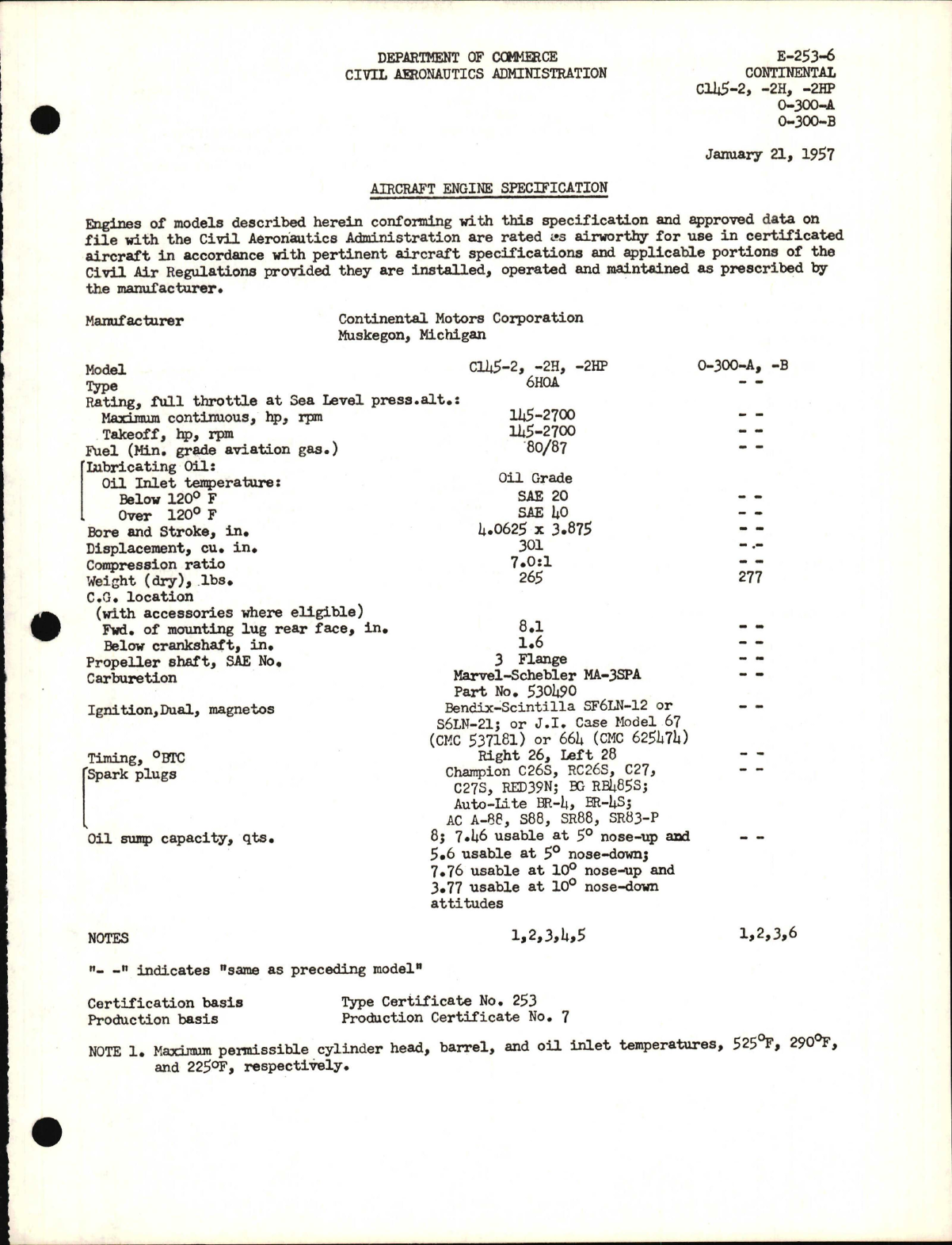 Sample page 1 from AirCorps Library document:  C145 and 0-300