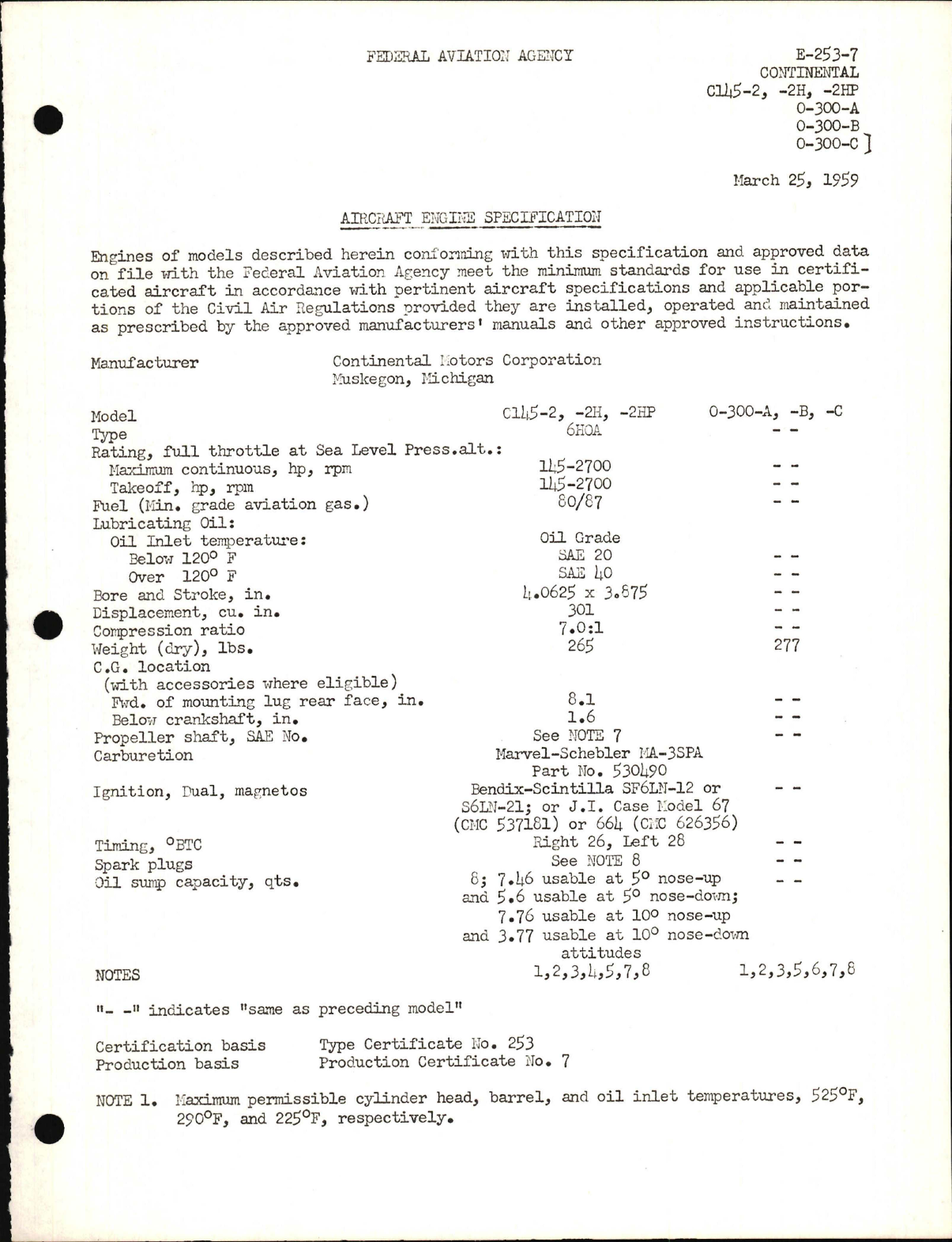 Sample page 1 from AirCorps Library document: C145 and 0-300