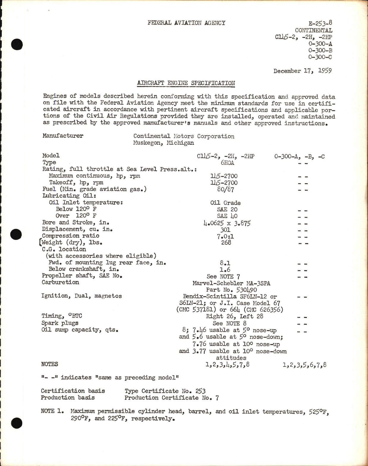 Sample page 1 from AirCorps Library document: C145 and 0-300