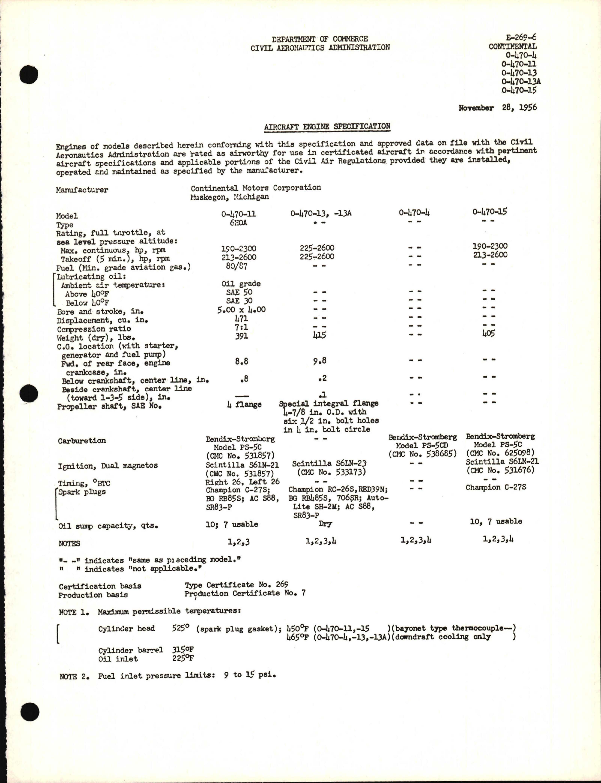 Sample page 1 from AirCorps Library document: O-470-4, -11, -13, -13A, and -15