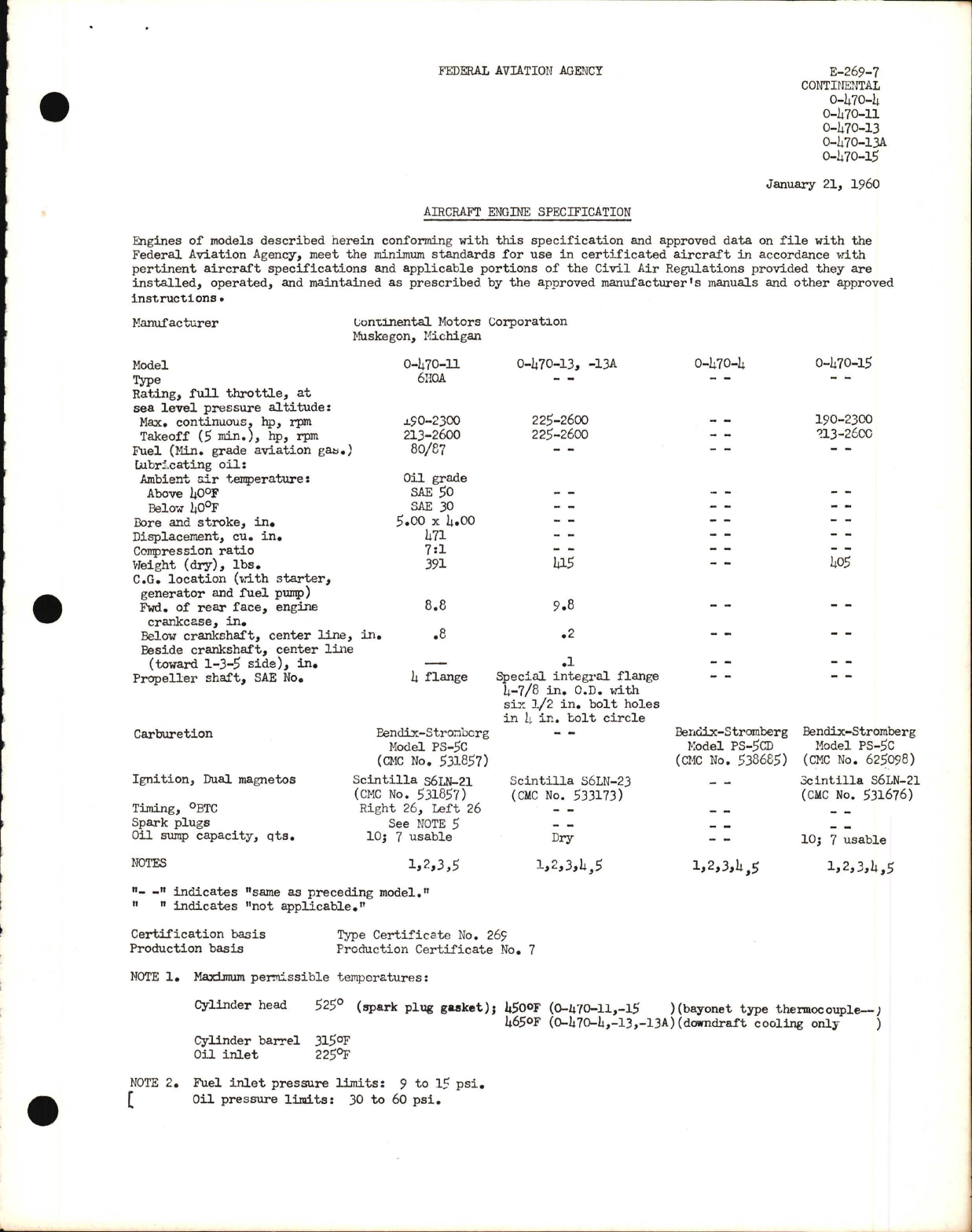 Sample page 1 from AirCorps Library document: O-470-4, -11, -13, -13A, and -15