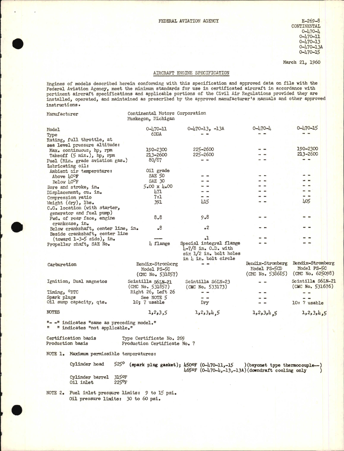 Sample page 1 from AirCorps Library document: O-470-4, -11, -13, -13A, and -15