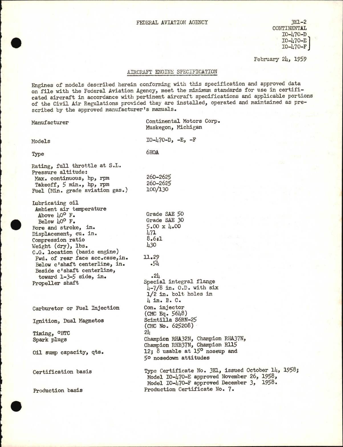 Sample page 1 from AirCorps Library document: IO-470-D, -E, and -F