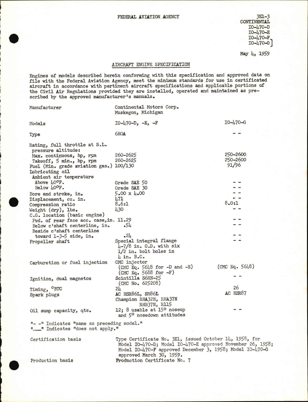 Sample page 1 from AirCorps Library document: IO-470-D, -E, -F, and -G