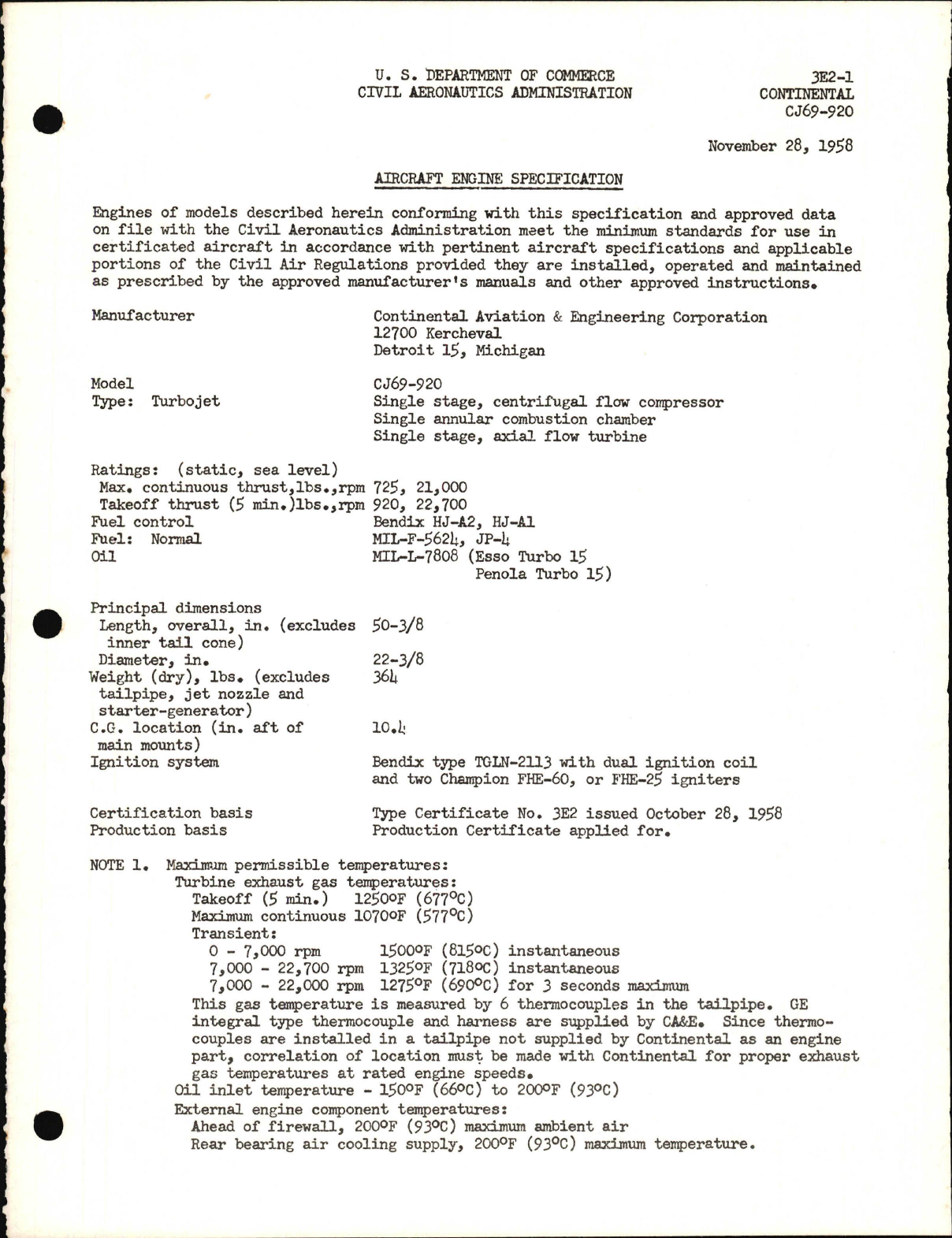 Sample page 1 from AirCorps Library document: CJ69-920
