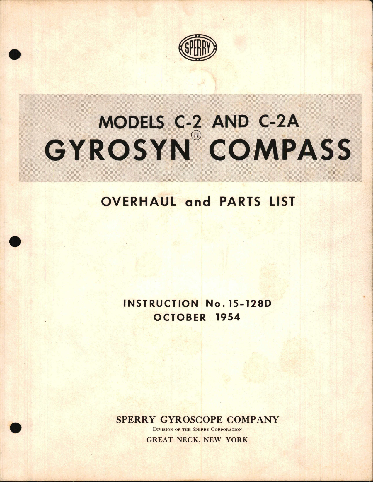 Sample page 1 from AirCorps Library document: Overhaul and Parts List for Gyrosyn Compass Models C-2 and C-2A