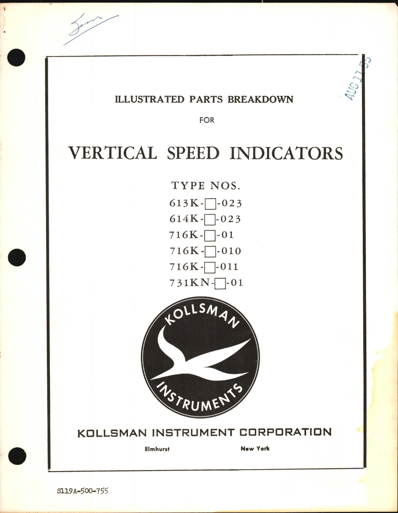 Sample page 1 from AirCorps Library document: Illustrated Parts Breakdown for Kollsman Vertical Speed Indicators