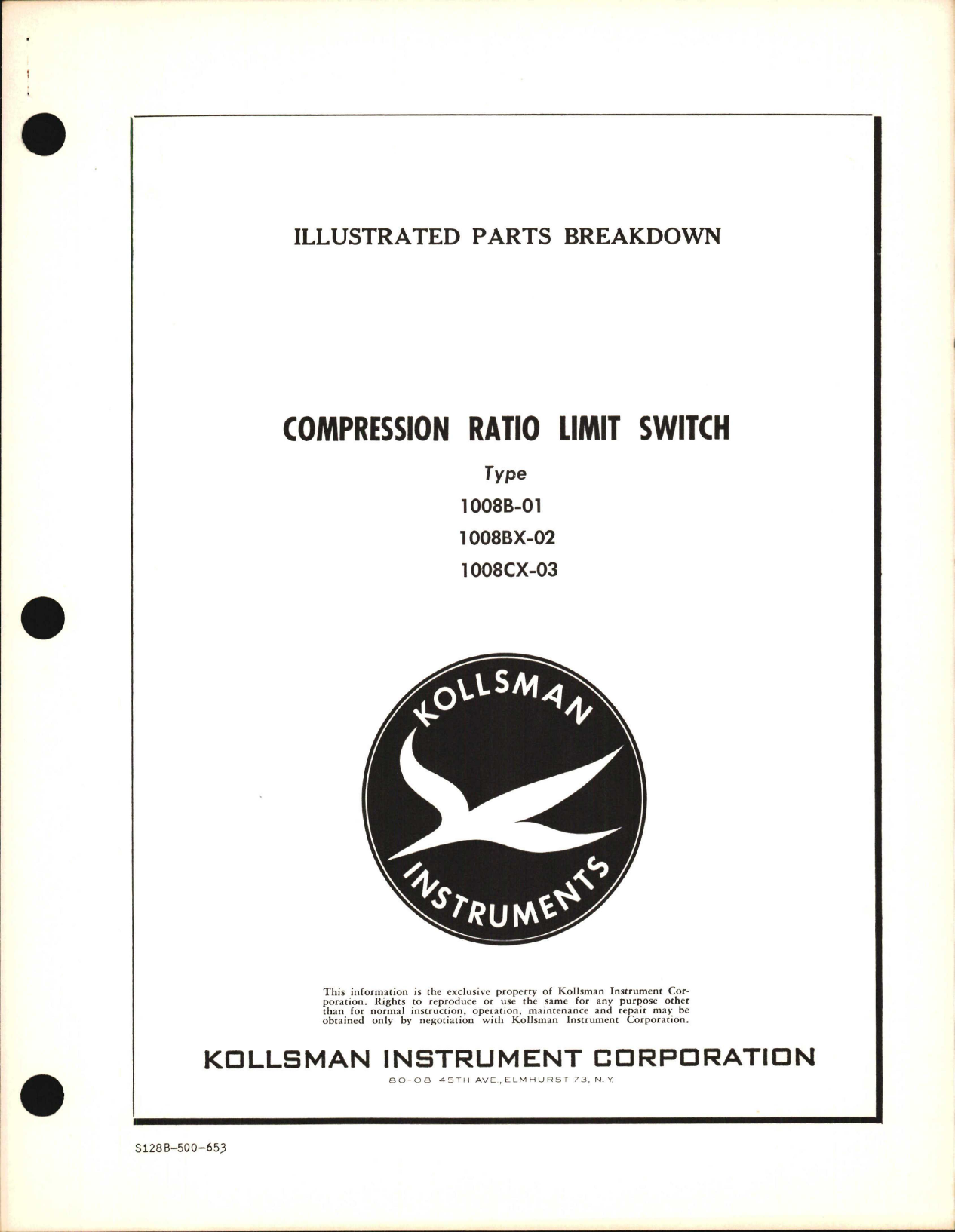 Sample page 1 from AirCorps Library document: Illustrated Parts Breakdown for Kollsman Compression Ratio Limit Switch
