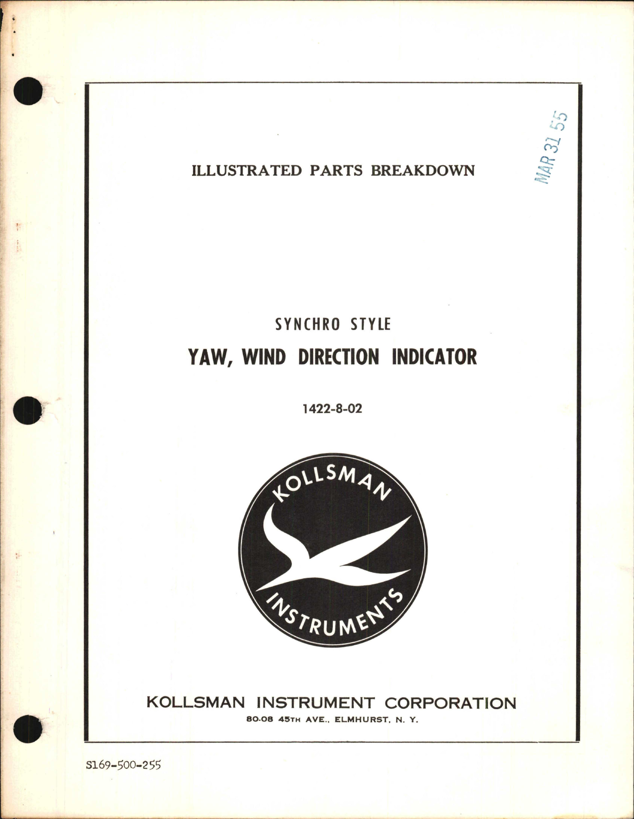 Sample page 1 from AirCorps Library document: Illustrated Parts Breakdown for Kollsman Synchro Style Yaw, Wind Direction Indicator 