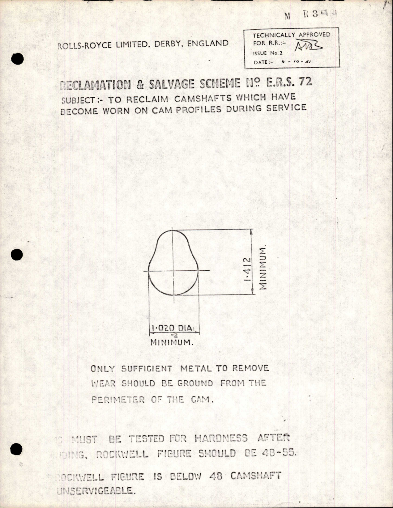 Sample page 1 from AirCorps Library document: Reclaim Camshafts which have Become Worn on Cam Profiles During Service