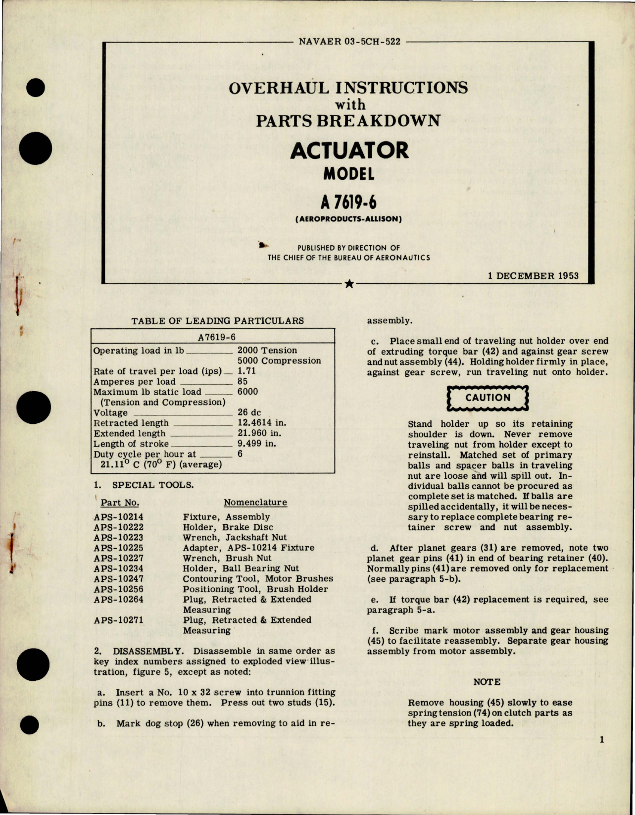 Sample page 1 from AirCorps Library document: Overhaul Instructions with Parts Breakdown for Actuator - Model A 7619-6 