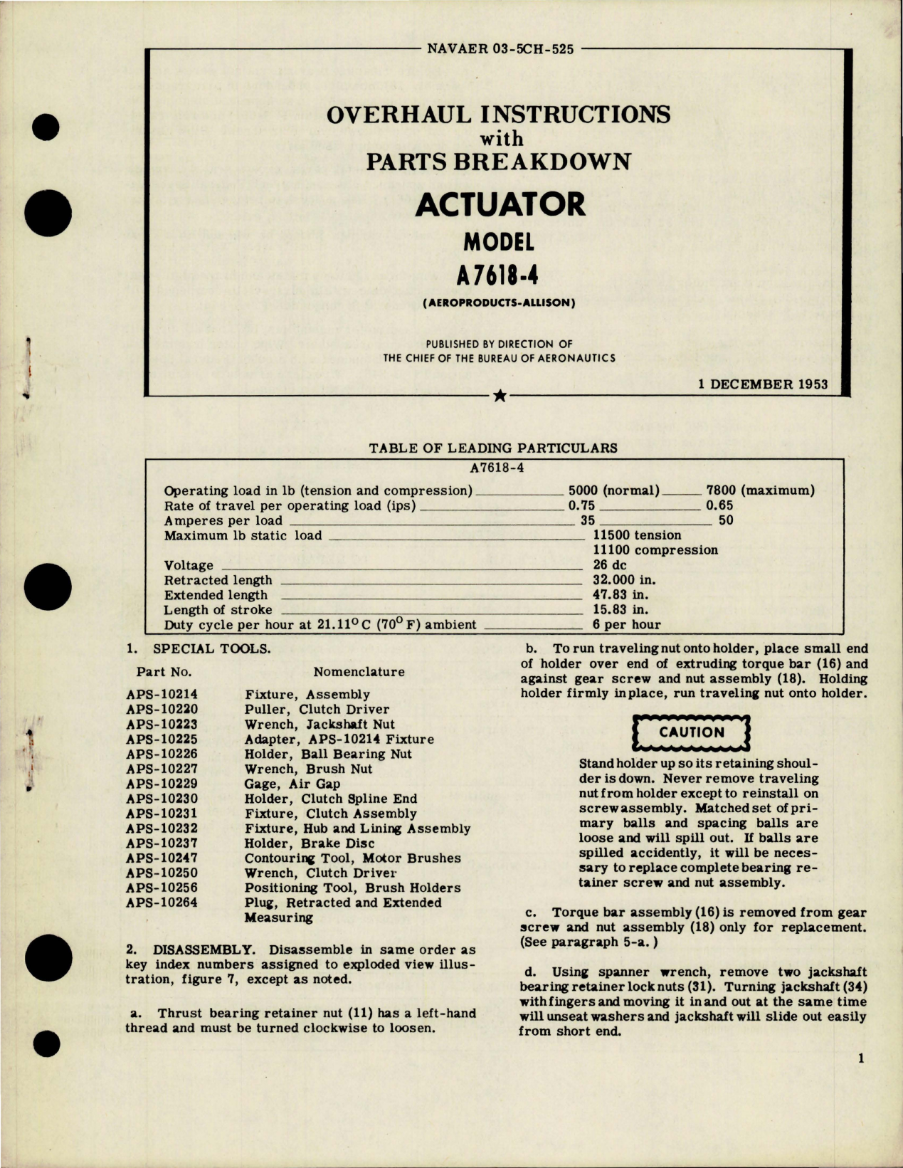 Sample page 1 from AirCorps Library document: Overhaul Instructions with Parts Breakdown for Actuator - Model A7618-4 