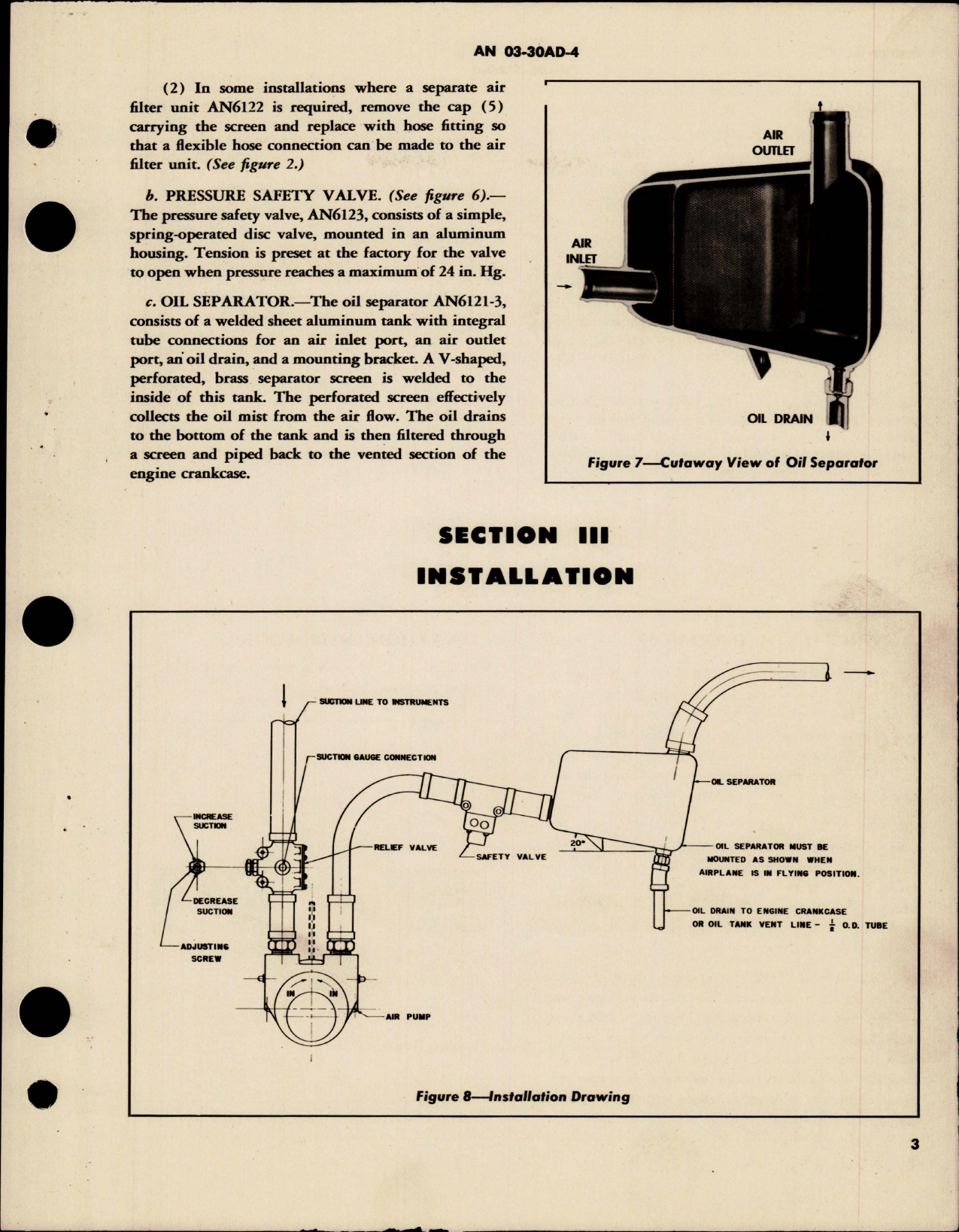 Sample page 7 from AirCorps Library document: Operation, Service, and Overhaul Instructions with Parts for Relief Valves, Safety Valve and Oil Separator 