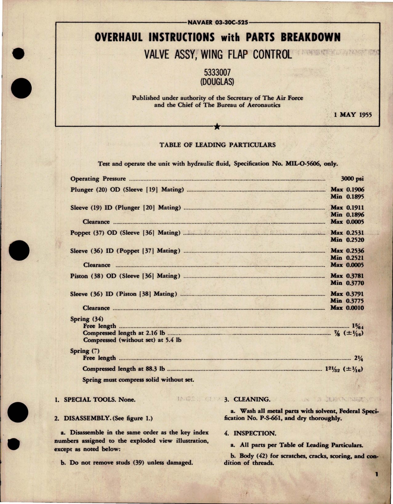 Sample page 1 from AirCorps Library document: Overhaul Instructions with Parts Breakdown for Valve Assembly - Wing Flap Control - 5333007 