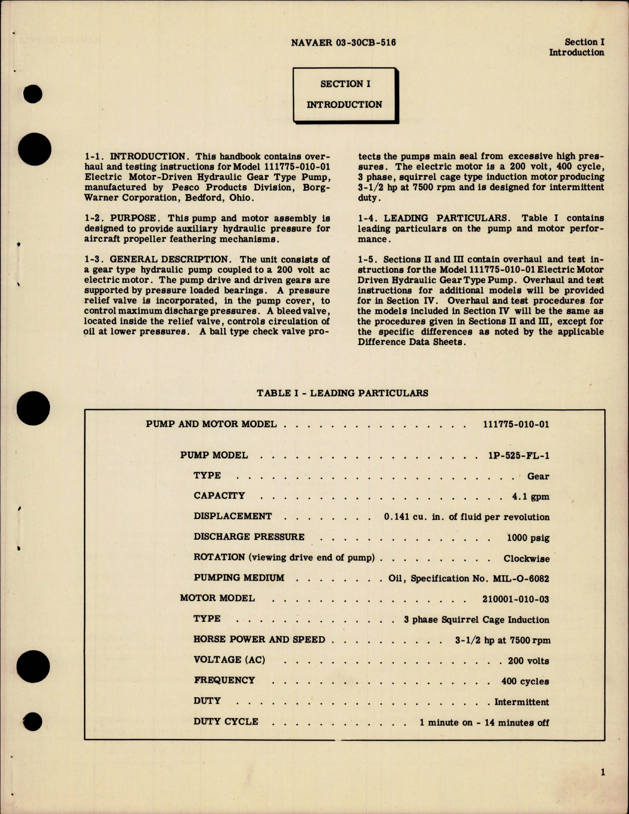 Sample page 5 from AirCorps Library document: Overhaul Instructions for Electric Motor Driven Hydraulic Gear Pump - Model 111775 Series