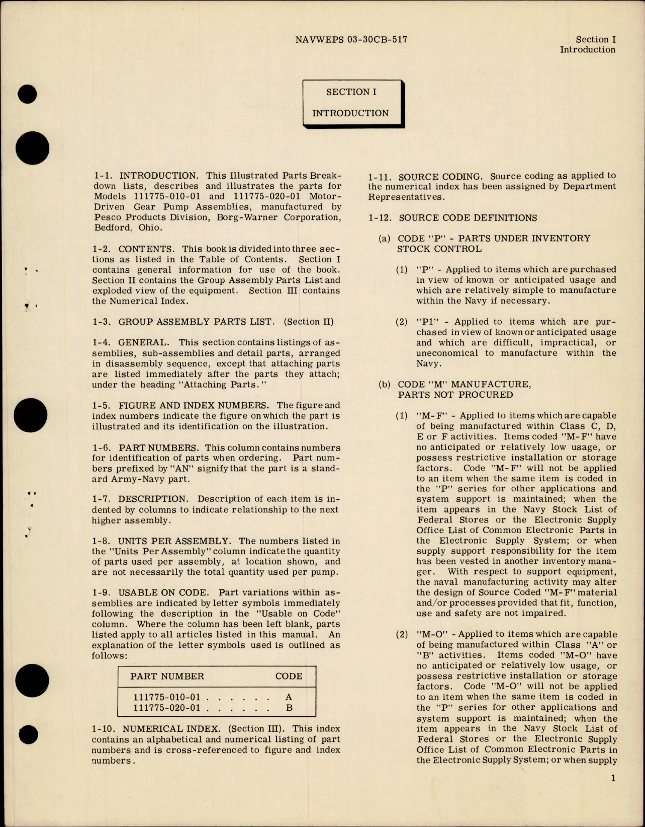 Sample page 5 from AirCorps Library document: Illustrated Parts Breakdown for Electric Motor Driven Hydraulic Gear Pump - Model 111775 Series 