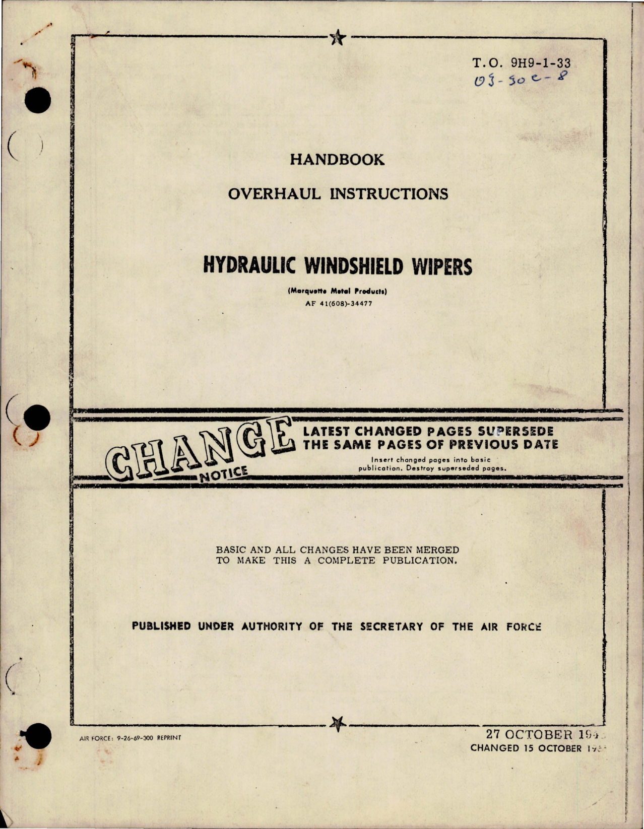Sample page 1 from AirCorps Library document: Overhaul Instructions for Hydraulic Windshield Wipers 