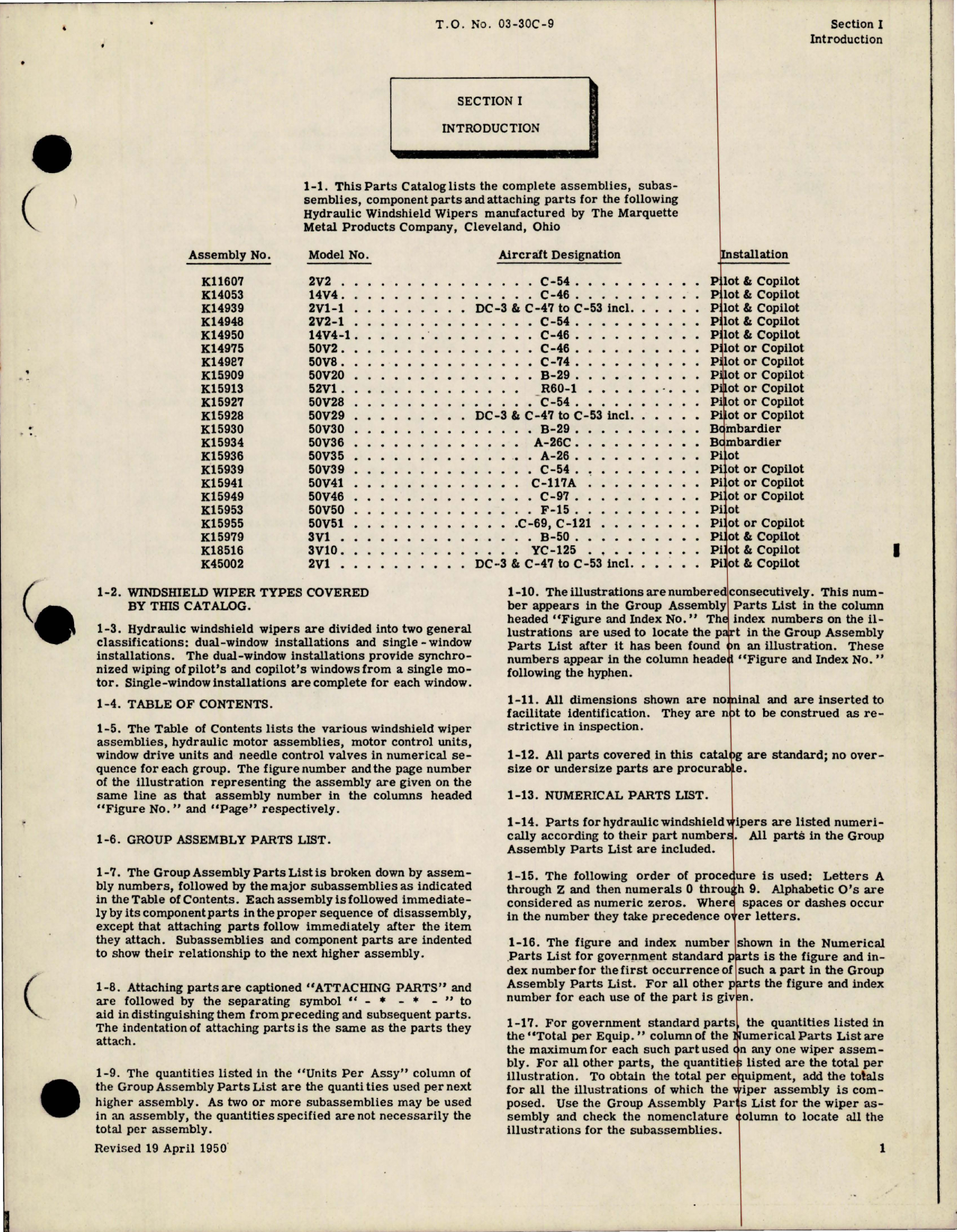 Sample page 7 from AirCorps Library document: Parts Catalog for Hydraulic Windshield Wipers 