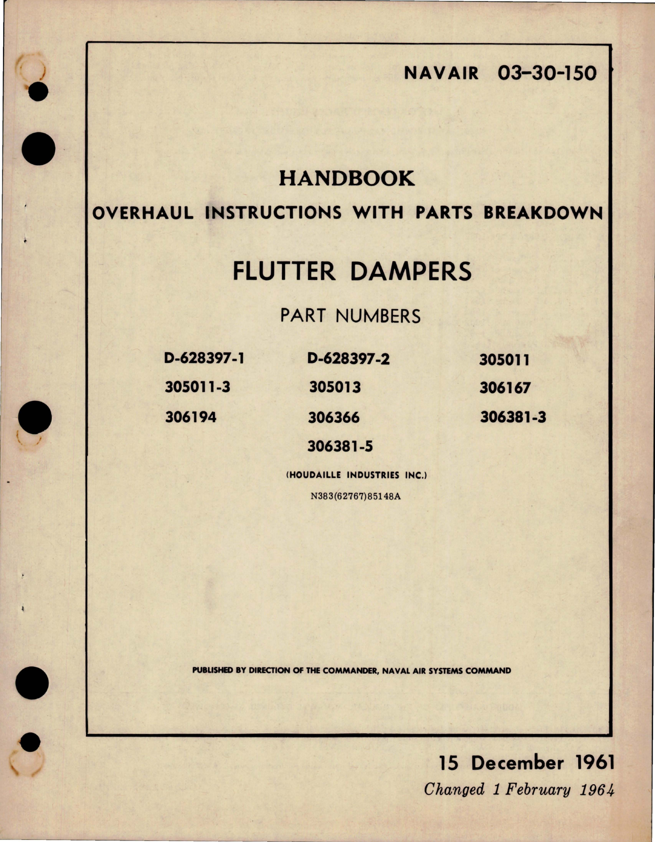 Sample page 1 from AirCorps Library document: Overhaul Instructions with Parts Breakdown for Flutter Dampers 