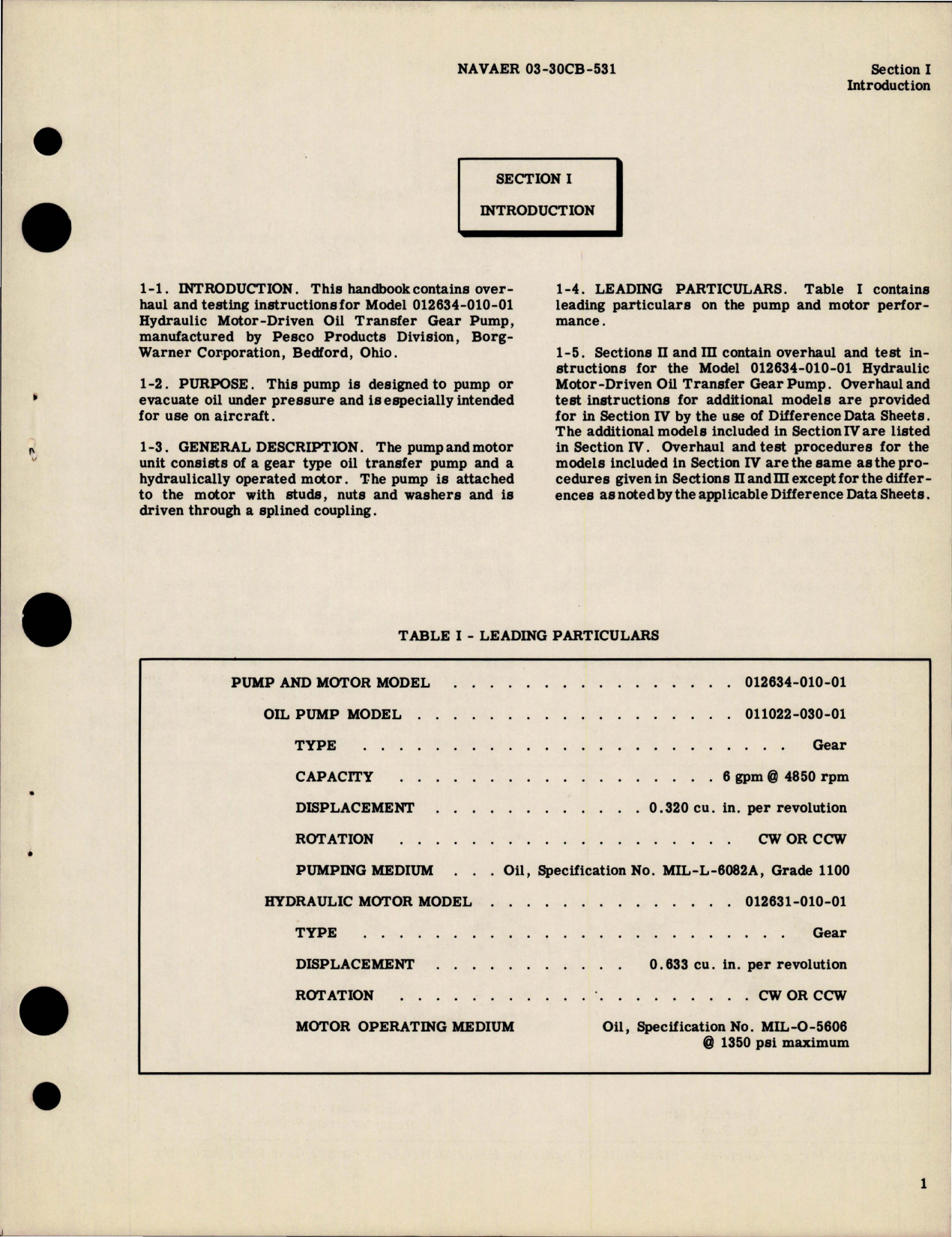 Sample page 5 from AirCorps Library document: Overhaul Instructions for Hydraulic Motor Driven Oil Transfer Gear Pumps - Model 012634 Series 