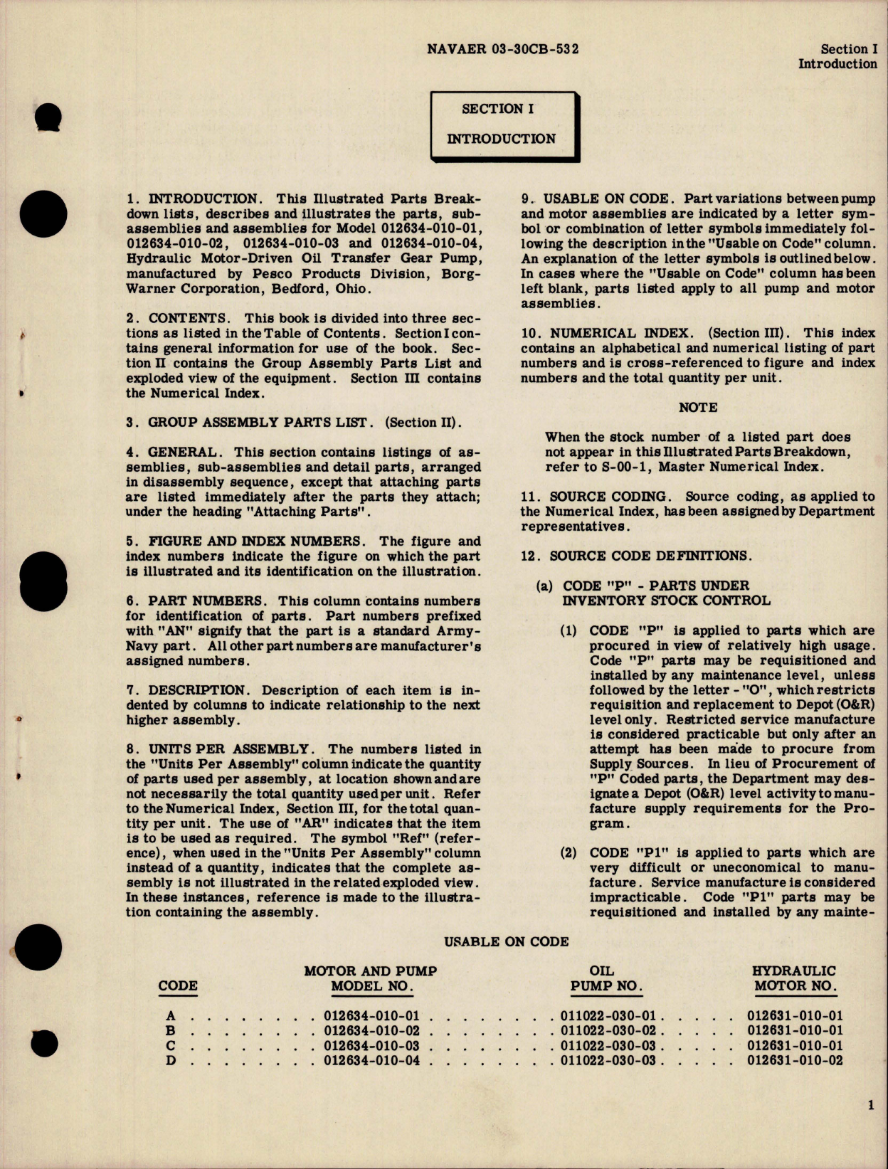 Sample page 5 from AirCorps Library document: Illustrated Parts Breakdown for Hydraulic Motor Driven Oil Transfer Gear Pumps - Model 012634 Series 