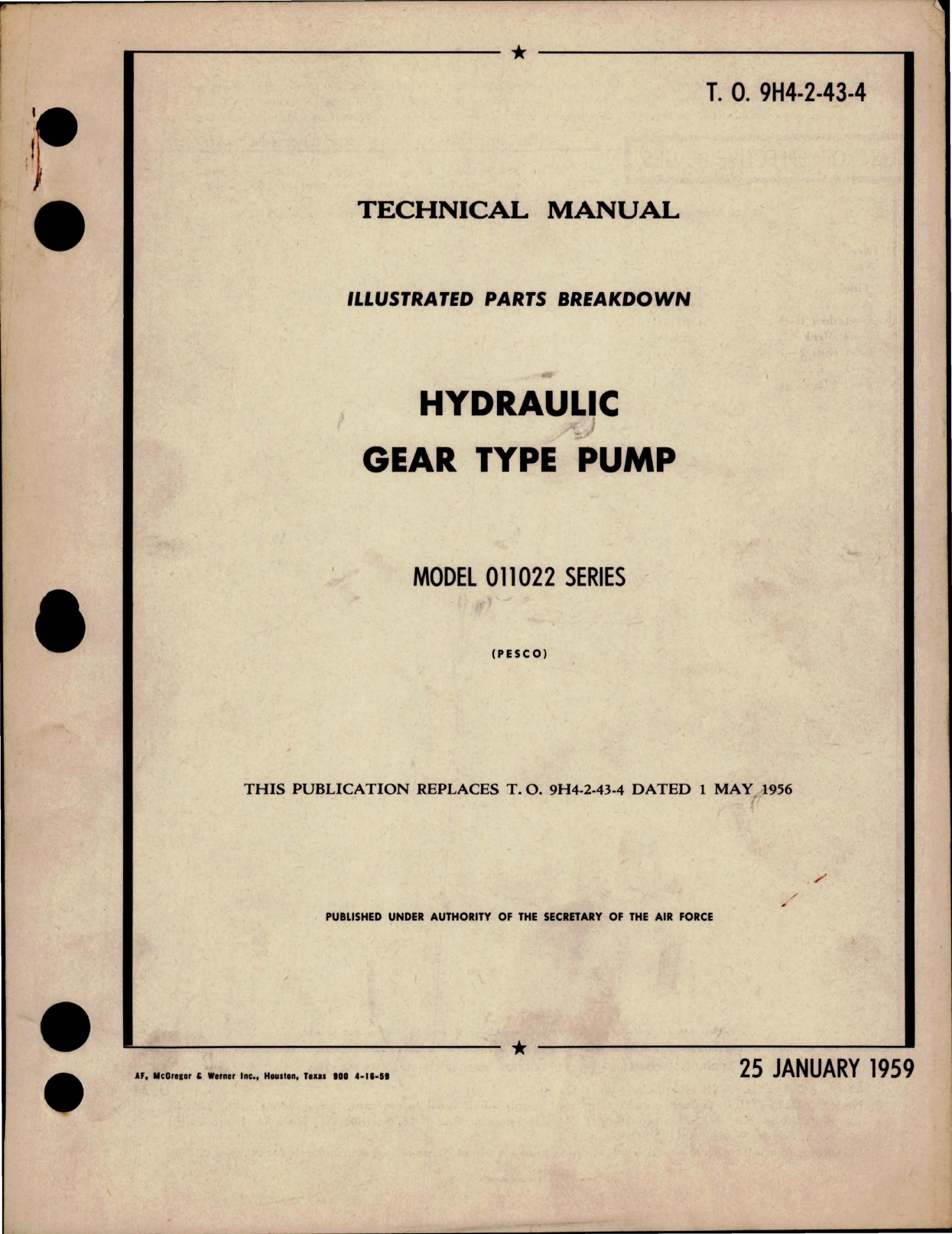 Sample page 1 from AirCorps Library document: Illustrated Parts Breakdown for Hydraulic Gear Type Pump - Model 011022 Series